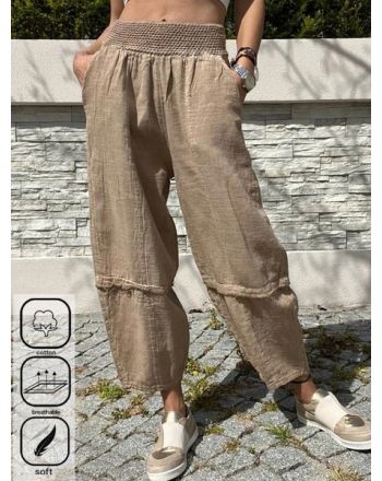 Cotton Plain Casual Loose Pants