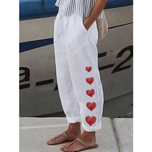 Heart/Cordate Casual Loose Casual Pants