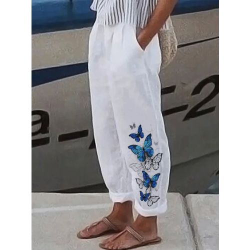 Butterfly Printed Casual Pants